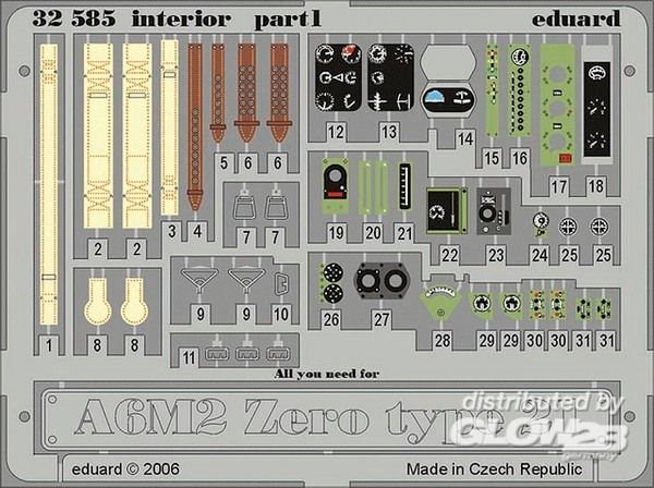 1/32A6M2 Zero type 21 interior f&#252;r Tamiya Bausatz 60317