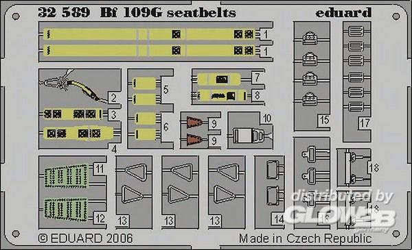 1/32Bf 109G seatbelts f&amp;#252;r Hasegawa Bausatz