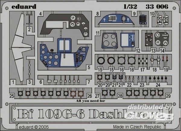 1/32Bf 109G-6 dashboard f&amp;#252;r Hasegawa Bausatz