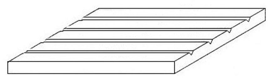 White polystyrene structured sheet, track H0-scale