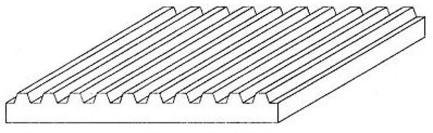 White polystyrene plate roof grooved, spacing 6.30