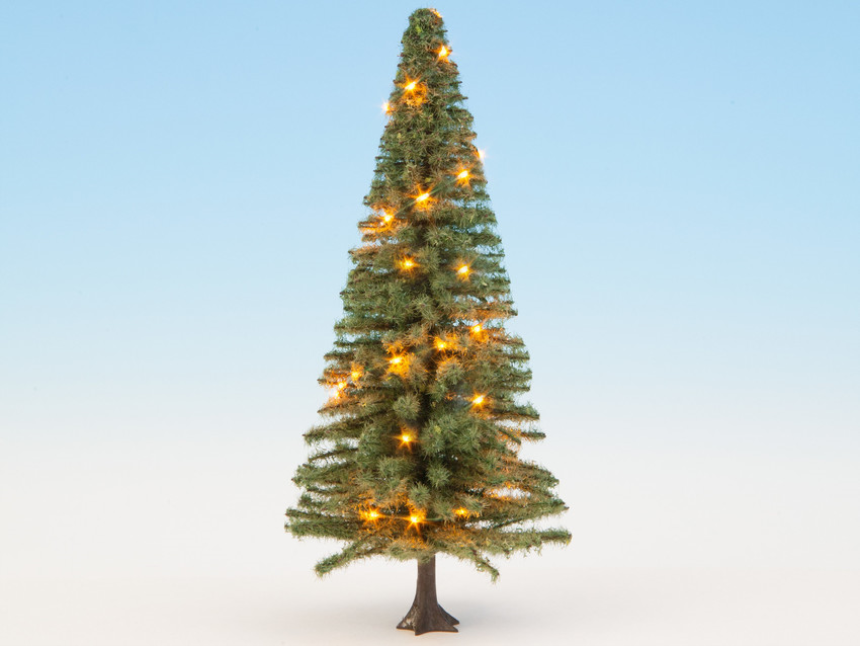 0,H0 Beleuchteter Weihnachtsbaum, gr&amp;#252;n, mit 30 LEDs, 12 cm hoch