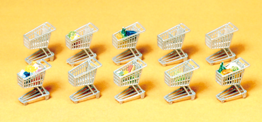 1:87  Einkaufswagen mit Waren, 10 St&amp;#252;ck Bausatz