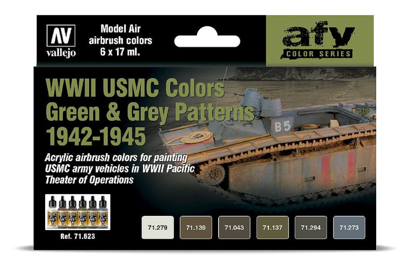 Farb-Set, WWII USMC, Gr&amp;#252;n &amp;amp; G