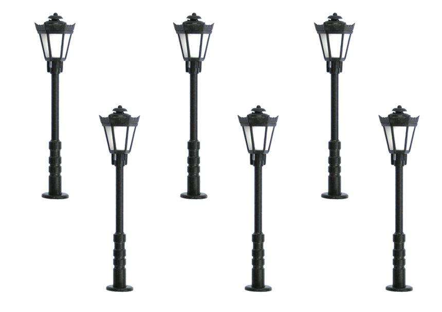 H0 Parklaterne 5+1, LED warmw