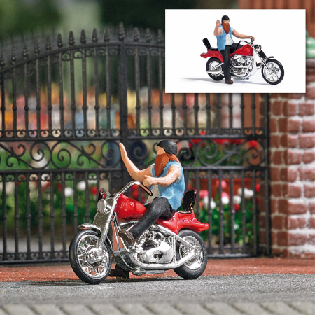 H0 US Motorrad mit Biker H0