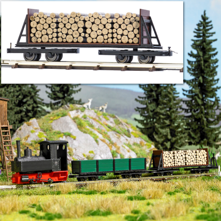 H0 Flachwagen mit Holzladung H0