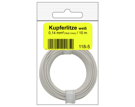 Kupferlitze  0.14mm / 10m Weiss
