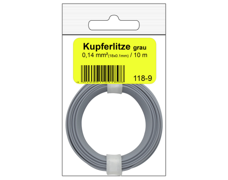 Kupferlitze  0.14mm / 10m Grau