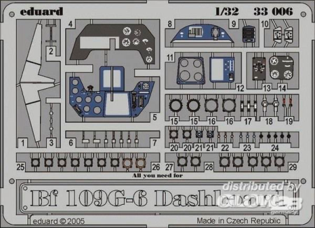 1/32Bf 109G-6 dashboard für Hasegawa Bausatz