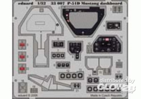 1/32P-51D Mustang dashboard F&#252;r Hasegawa Bausatz.