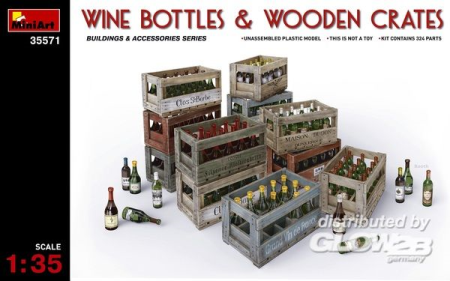 1/35 Wine Bottles &amp; Wooden Crates