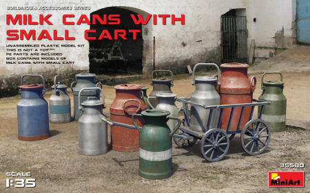 1/35 Milk Cans w/Small Cart