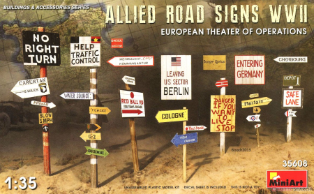 1/35 Allied Road Signs WWII. European Theatre of Operations