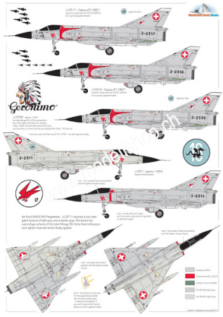 1/48 Mirage III S & RS early   Swiss Decal