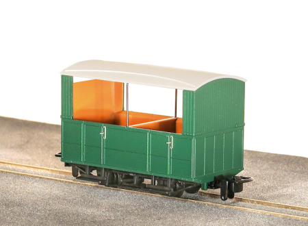 9 GVT 4-wheel open&#160;side coach, plain green