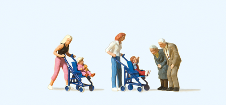 1:87  Mütter, Kinder im Kinderwagen