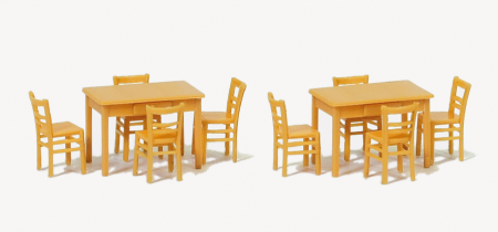 1:87  2 Tische, 8 St&#252;hle Materialfarbe holzfarbe
