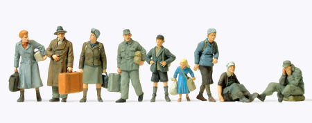 1:72 Fl&#252;chtlinge 9 unbemalte Figuren, Bausatz.