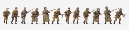 1:72 Angreifende Infanterie, Winteruniform, 12 unbem.Figuren. Bausatz.