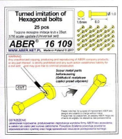 1/16 Turned imitation of Hexagonal bolts 1,6 x  6,0 mm x 25 pcs.