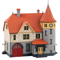 H0 Rathaus mit Feuerwehrgarage