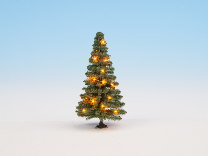 0,H0,N Beleuchteter Weihnachtsbaum, gr&#252;n, mit 20 LEDs, 8 cm hoch