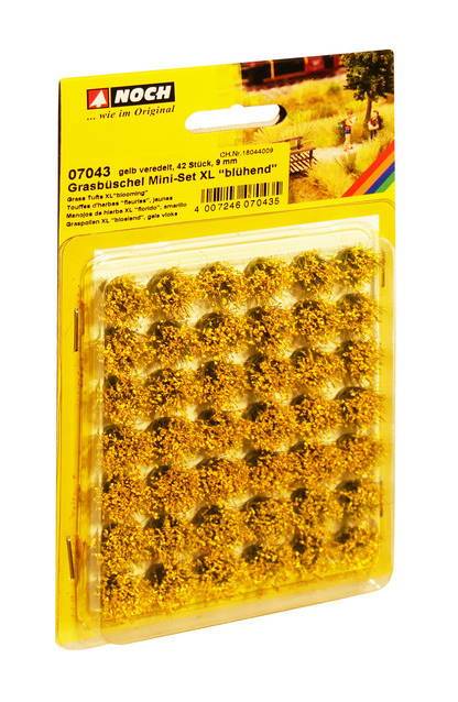 0,H0,N Mini-Set XL Grasb&#252;schel bl&#252;hend gelb veredelt, 42 St&#252;ck, 9 mm