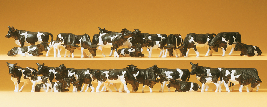 1:87  Kühe schwarz/weiss, 30 Figuren