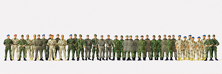1:87  Soldaten gehend + stehend, 39 Fig, unbemalt