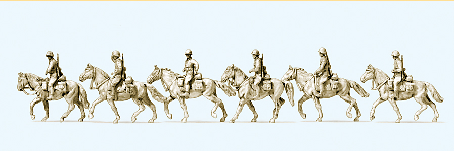 1:87  Kavallerie aufgesessen DR 1942-45, 6 Fig. u. Pferde unbem.