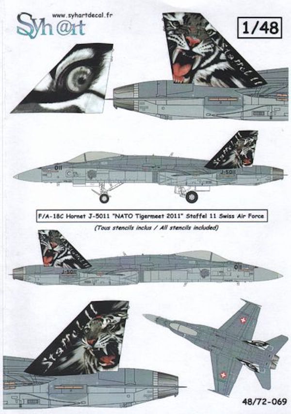 1/48 F/A 18C Hornet J5011 NATO Tigermeet 2011 Swiss Air Force Decal