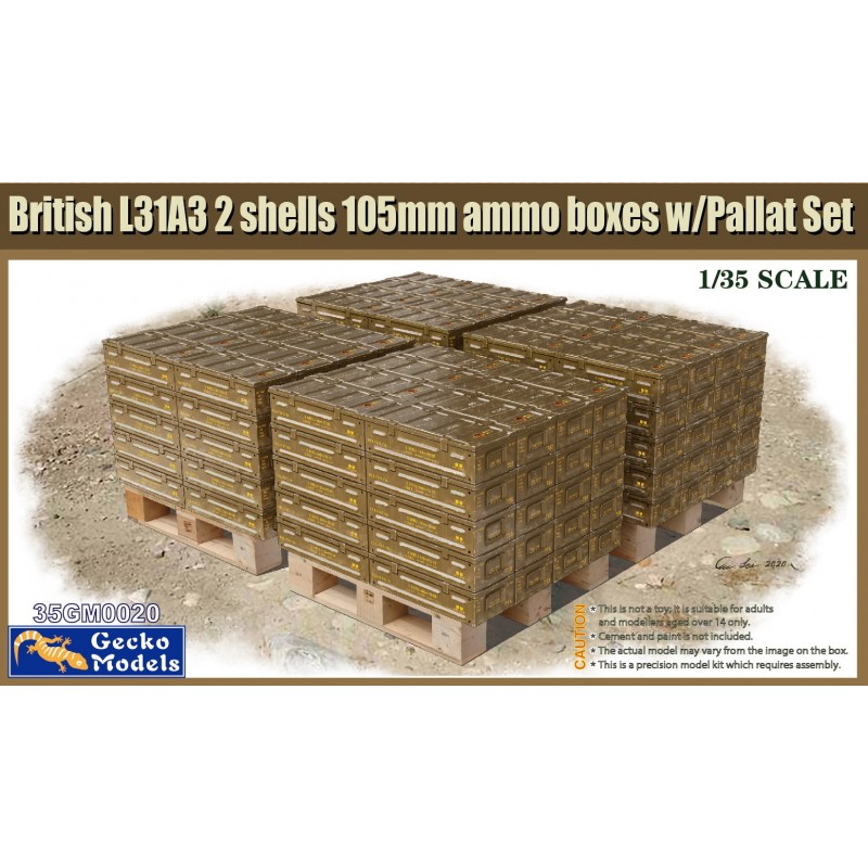 1/35 British L31A3 S Shells 10mm Ammo Boxes w Pallat Set